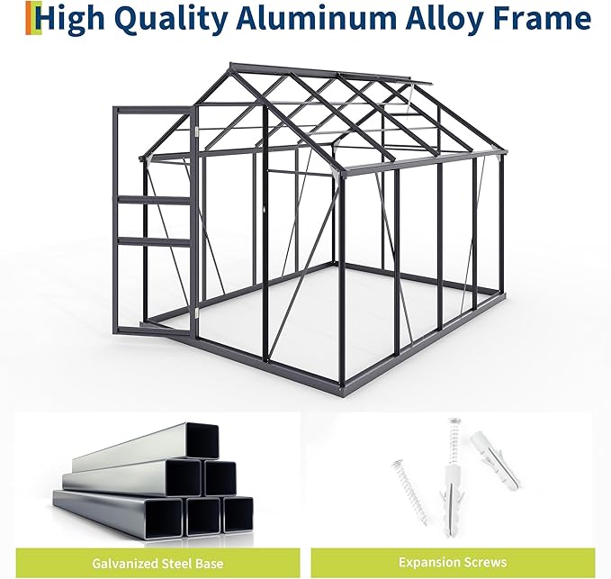 6×8FT Polycarbonate Greenhouse for Outdoors, Large Walk in Green House Kit and Winter Garden Planting, Enhanced Aluminum Green Houses for Outside to Protect Vegetables or Plants