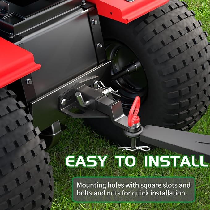 Zero Turn Lawn Mower Hitch with 1-1/4" Receiver，6mm Thicker Heavy Duty Steel Trailer Receivers Hitch, Compatible with Many Models Lawn Mower, Tractor, Trailer, Golf Cart Etc