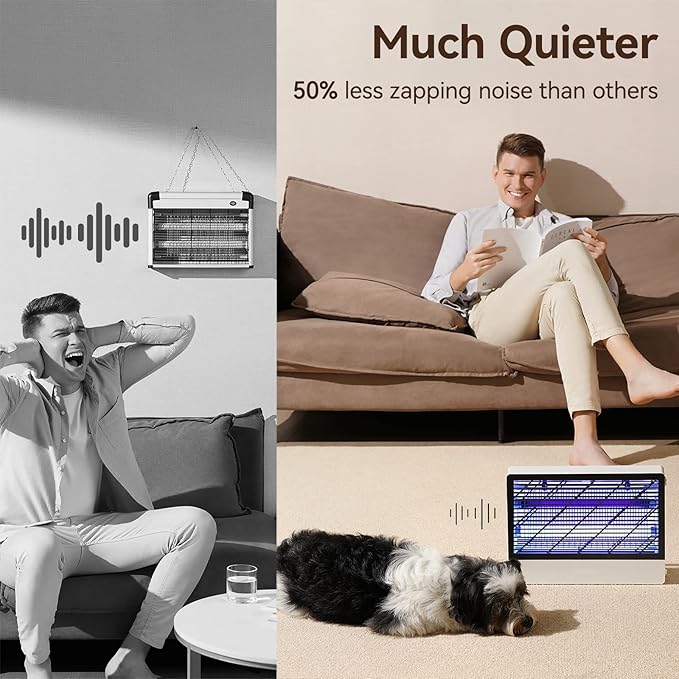 2-Pack GeckoMan Quiet Hybrid Spectrum 20W Indoor Bug Zapper Indoor Fruit Fly Traps for Indoors Mosquito Zapper Electric Fly Zapper for Home Moth Light Gnat Insect Killer with 4 Replacement Bulbs