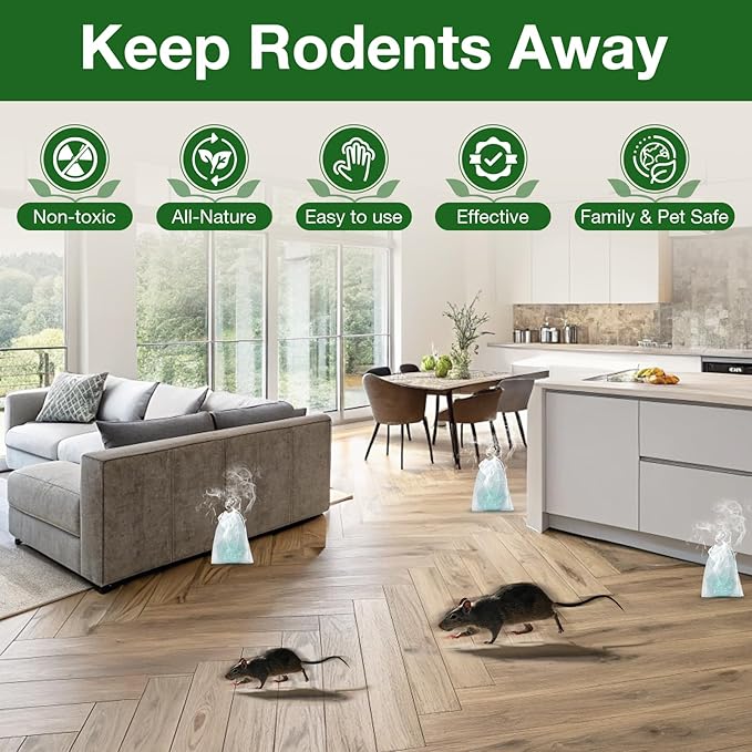 Pest Rodent Repellent, 25 Pack Peppermint Oil Mouse Traps Balls for Rat Mice, Ant, Roach, Spider, Squirrel, Insect Control Mouse Deterrent for Indoor Outdoor Use, for Garden & Home, Family & Pet Safe