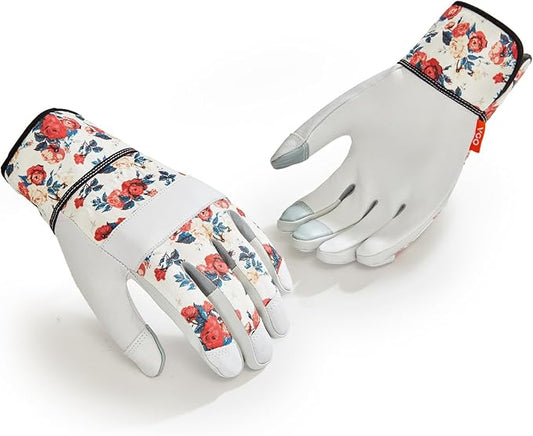 Vgo... Women Gardening Gloves Premium Goat Leather Work Gloves Thornproof for Pruning,Outdoor Activities(GA7454/GA3561)