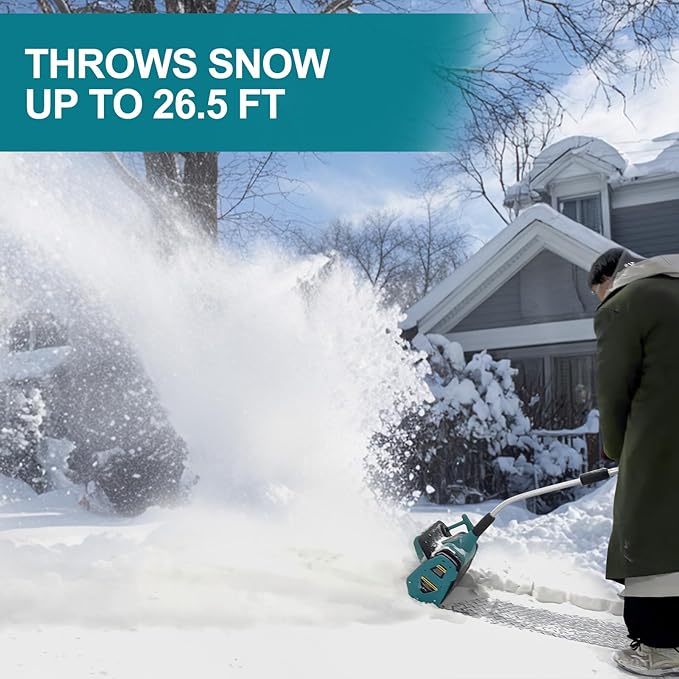 36V Cordless Snow Shovel Compatible with Makita 18V Battery(Tool Only), Electric Power Snow Thrower, Handheld Snow Blower with 13.2" in. Width 8" in. Depth, 26.5' ft Throwing Distance