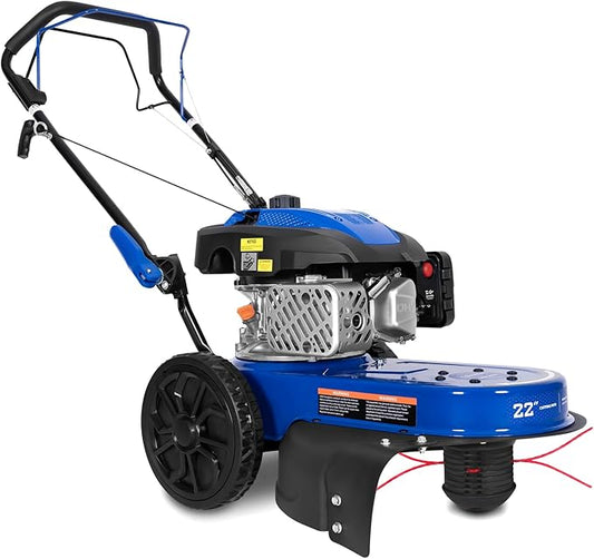 BILT HARD Self-Propelled Walk Behind String Trimmer, 8-Position Cutting Height, 170cc 4-Cycle Gas Brush Hog Mower, 22'' Cutting Diameter, 10'' Flat Free Wheels, Brush Cutter for Lawn, Yard