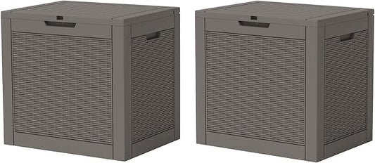 KAMABOKO 31 Gallon Outdoor Storage Box 2 Pack All-Weather Deck Box for Patio Furniture, Package Deliveries, Garden Tools, Pool Supplies & Cushions, Grey