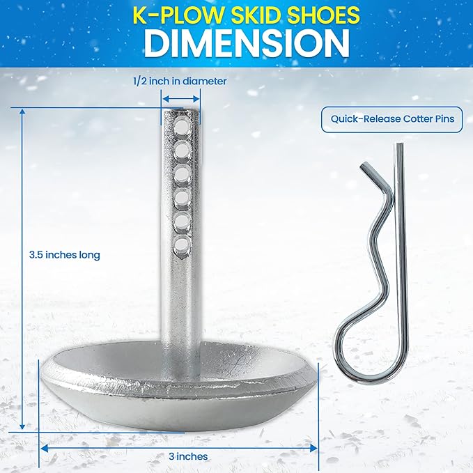 AR-PRO (2-Pack) Replacement Snow Plow Skid Shoes - Replaces Part ATV UTV Polaris K-Plow Nos 2205071 and 2208864 - Hardened Steel Snow Plow Non-Slip Base - with Quick-Release Cotter Pins