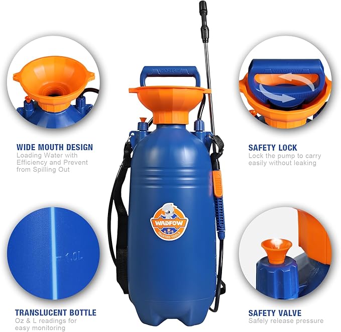 WRS1580 2.11 Gallon Pump Pressure Sprayer, Lawn & Garden Water Spray Bottle for Pests Controlling, Garden Watering and Household Cleaning