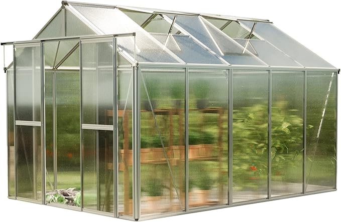 Greenhouse Saphir 5 Aluminum Frame 8.5 x 10.6 ft with Approx. 8 mm Polycarbonate Panels