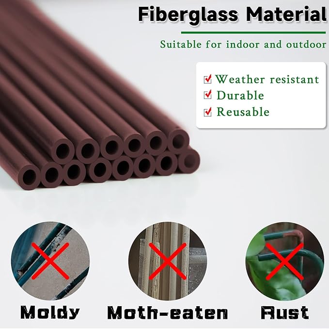 Invisible Orchid Sticks 17 inch &11 inch SupKing 16Pcs Plant Stakes with Clips for Support Small Short Plants,Garden Stakes Support Poles Suit for Potted Plants Flowers Peony Rose (Brown)