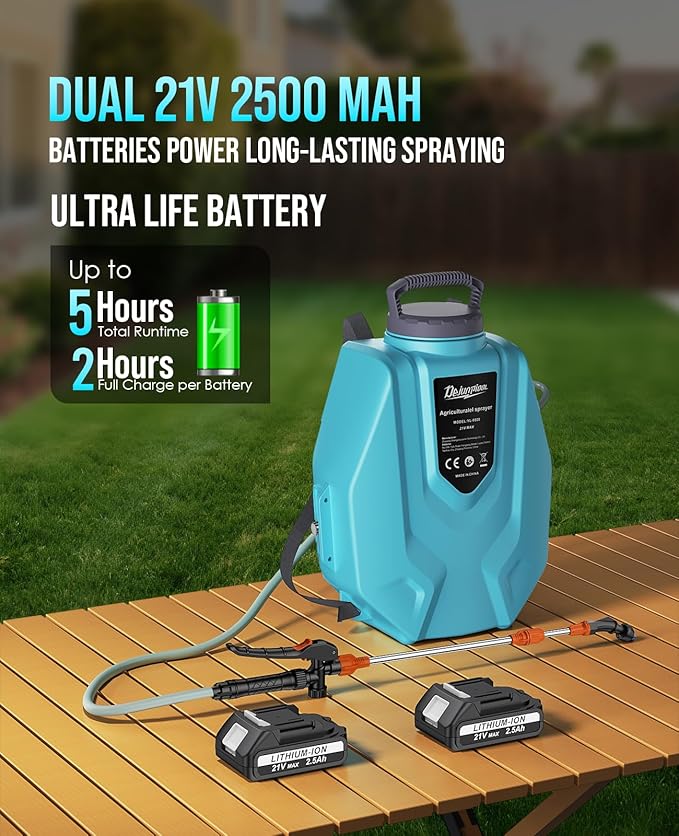 Battery Powered Backpack Sprayer 3.2 Gallon, with 7 Nozzles & Telescopic Wand, Electric Weed Sprayer for Yard, Lawn and Garden, 2x2.5Ah Rechargeable Batteries & 1x Charger Included
