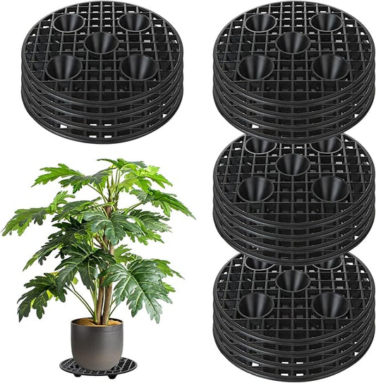 QTLCOHD 16 Pcs 8 Inch Plant Stand Outdoor Plastic Flower Pot Riser Black Plant Level Pot Elevator for Inside Potted Plants