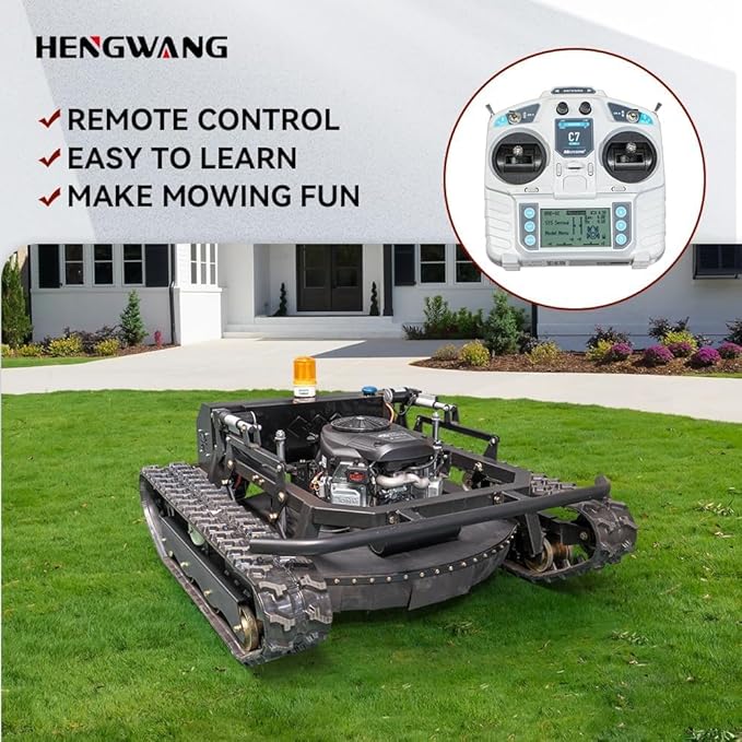 Robotic Remote Control Lawn Mower 90° Climbing Adjustable Mowing Height Track Drive All Terrain Grass Cutter Yard Mower(HW-810-90B)