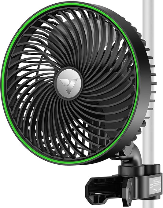VIVOSUN AeroWave E6 Gen2, Grow Tent Clip Fan 6”, EC Motor, Smart Control, Powerful Oscillating Fan, Local Timer, Weatherproof IP54, for Hydroponics Circulation Cooling, Black