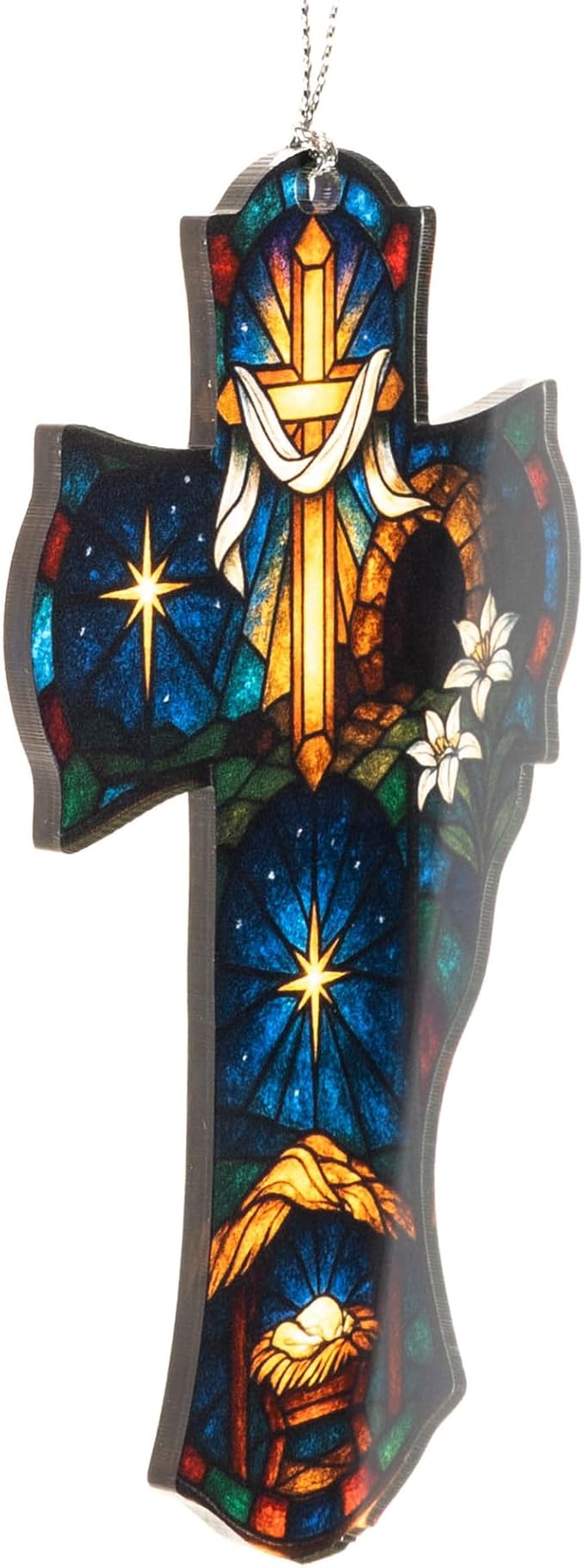 Christian Cross Ornament – Religious Christmas Decor- Nativity Ornament- Easter Cross Ornament – Christian Ornament 2025 – Suncatcher Effect Window Hanging