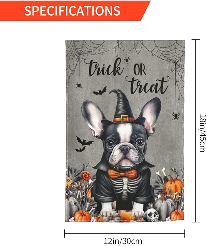 Halloween Boston Dog Bat Pumpkin Garden Flag Welcome Party Outdoor Outside Decorations Picks Home House Garden Yard Decor 12x18 Inch