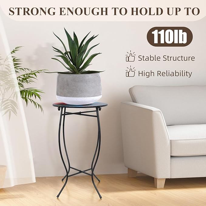 Outdoor Side Tables for Patio, 21" High Round End Table, Weather Resistant Metal Patio Accent Table Indoor and Outdoor End Table for Yard, Garden, Living Room, Bistro, Halloween (Hummingbird)