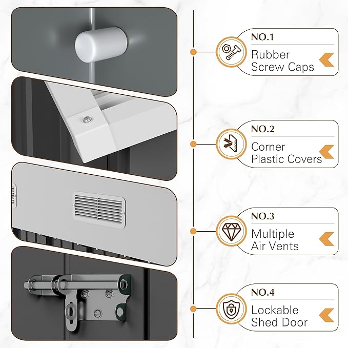GUNJI 10 x 10 FT Shed Outdoor Storage Shed Metal Garden Shed with Lockable Door Outside Waterproof Tool Shed for Backyard, Patio, Lawn (Gray)
