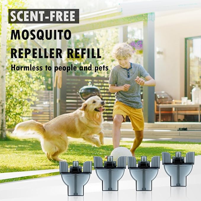 Natural Mosquito Repellent for E-Series, 4 Pack Mosquito Repeller Refills DEET-Free for Home and Outdoor, Bedroom, and Kitchen for 160Hours