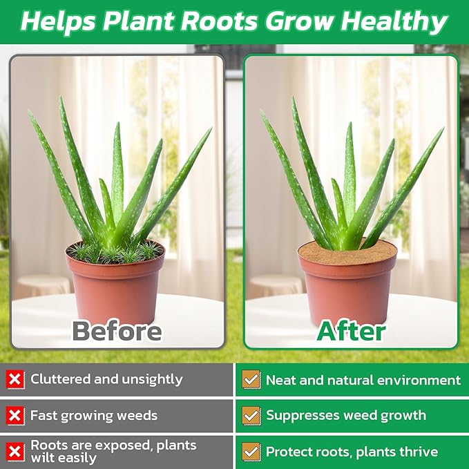 Legigo 10pcs Coconut Fiber Mulch Ring Tree Plant Protector Mat, 9 Inch Natural Coco Coir Tree Protection Ring Plant Pot Soil Cover, Tree Rings Disc Plant Cover for Indoor Outdoor Plants,Landscaping