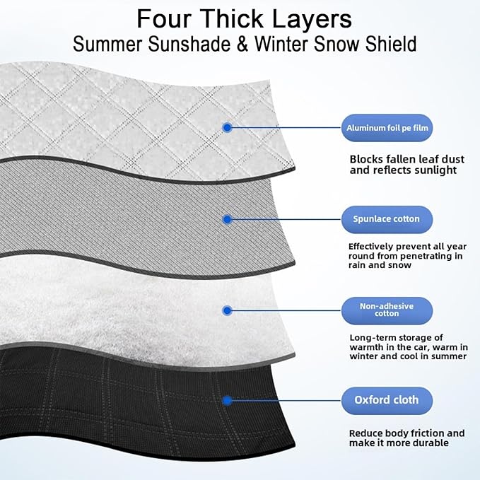 Car Windshield Cover for Ice and Snow Kit,Snow Cover with Side Mirrors Covers,Waterproof Frost Cover for Cars, SUVs, Trucks,Secure Fit Windproof Covers Winter Car Accessories (71"x43")