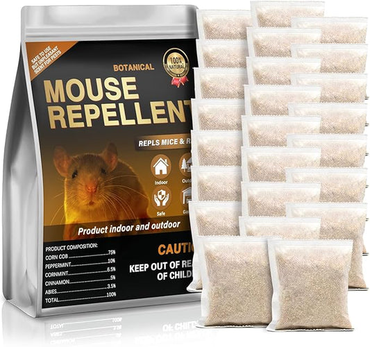24 Pack Mouse Repellent Pouches,Rodent Repellent for Car Engines,Mouse deterrents That Works,Peppermint Oil to Repel Mice and Rat (Mint)