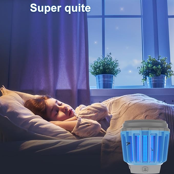 Wisely Bug Zapper Outdoor/Indoor Solar and USB-C Rechargeable Portable Insect Bug Zapper Indoor and Outdoor, Trap, 3-Pack