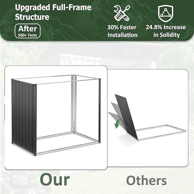 9x4 FT Outdoor Storage Shed, Garden Shed with Updated Frame Structure and Lockable Doors, Metal Tool Sheds for Backyard Garden Patio Lawn, Grey