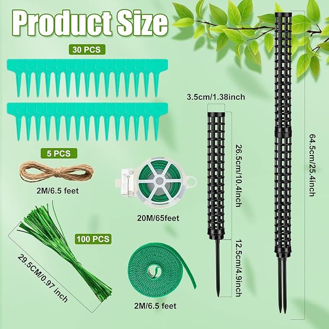 10 Set Plastic Moss Poles for Climbing Plants Indoor Stackable Self Watering Hollow Monstera Plant Support, Moss Not Included(Black)
