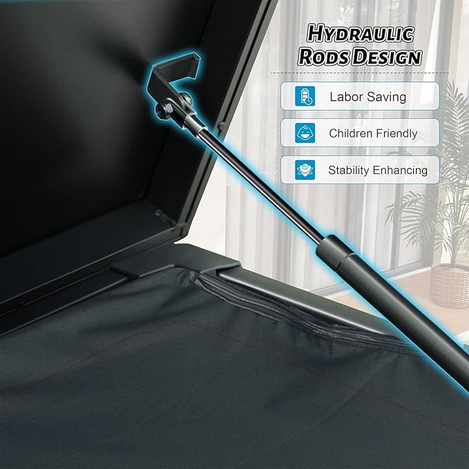 Outdoor Storage Box, 120 Gallon Metal Deck Box Built-in a Oxford Fabric Storage Bag, Lockable & Waterproof Outside Patio Storage Box - Gray