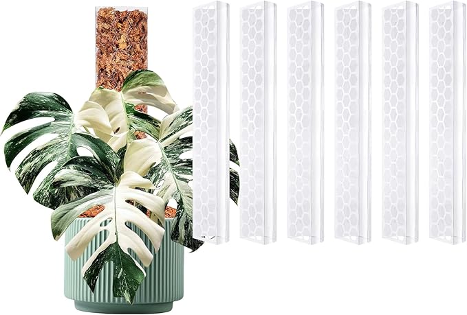 D Shape Sphagnum Moss Pole for Climbing Plants - 6 Pcs 17 Inch Plastic Stackable Plant Support, Designed for Monstera & Indoor Plants with Enhanced Stability