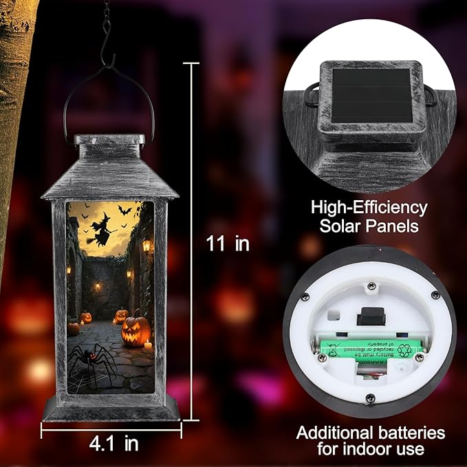 Halloween Decorations Outdoor,Halloween Hanging Decorations,Solar Lantern,Decor for Home Outside Porch Garden Yard Lawn Party Decorations