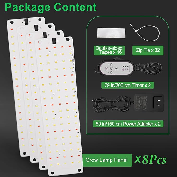 TONYFUL LED Grow Lights, 360 LEDs Plant Lights for Indoor Growing, 36W Premium Full Spectrum Grow Light with 4/8/12H Timer, 10 Dimmable Levels - Ideal for Indoor Growing (8Pcs)
