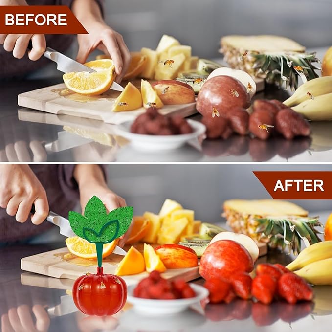 Fruit Fly Traps for Indoors with 8 Sticky Pads, Gnat Trap Killer for Indoor Outdoor, Reusable Gnat Sticky Traps with 1 Fly Bait, Fly Catcher Trap Killer,2 Pack