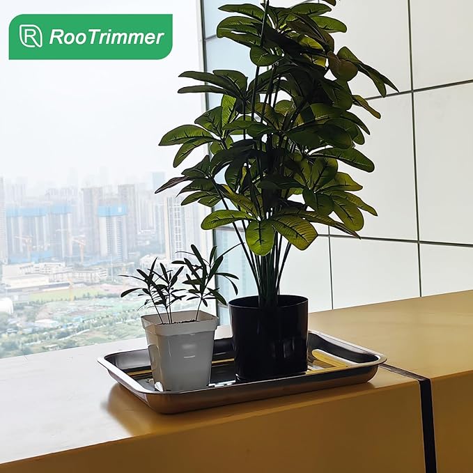 Stainless Metal Trays, Stainless Steel Seed Starter Carry Tray Fit 54 Cell Plug Tray, Nursery Seedling Pots Water Collection Transplantation (11.6 inch×15.2 inch, 1.45" Height, 10-Pack)