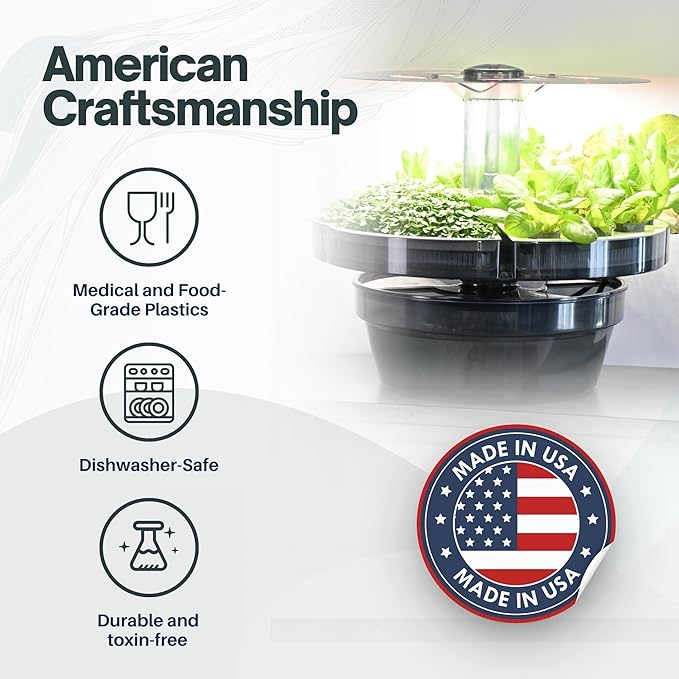 ATL1 Hydroponic Growing System Kit Garden Indoor Tabletop Garden Planter Tower with Self Watering & LED Light - Hydroponic Microgreens, Lettuce, Herbs, Sprouts in Your Home & Kitchen