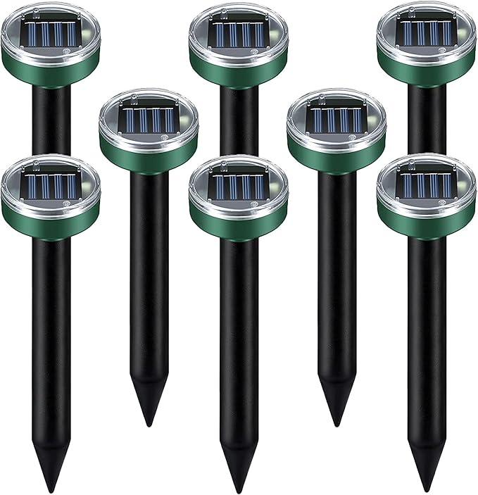 8Pack Mole Repellent Solar Powered Vole Repellent Outdoor Gopher Repellent Ultrasonic for Lawn Garden,Waterproof Sonic Mole Spikes,Get Rid of Moles Stakes Groundhog Chipmunk Repellent for Lawns2025