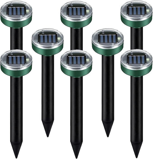 8Pack Mole Repellent Solar Powered Vole Repellent Outdoor Gopher Repellent Ultrasonic for Lawn Garden,Waterproof Sonic Mole Spikes,Get Rid of Moles Stakes Groundhog Chipmunk Repellent for Lawns2025