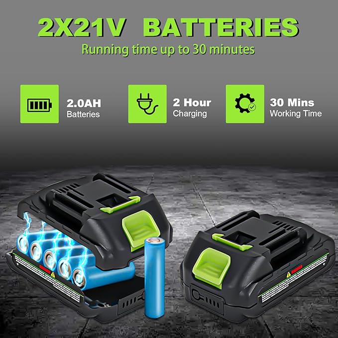 FTOP Leaf Blower Cordless with 2 Batteries and Fast Charger, 6 Speed Mode, 21V Electric Garden Blower for Lawns, Gardens, Yard, Deck, Snow, Leaves Cleaning -Variable Speed