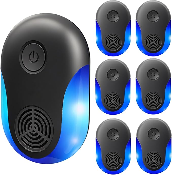 2025 Upgraded Version Ultrasonic Repeller 6 Pack, Indoor Ultrasonic and Repellent for Pest Insect, Roach, Rodent, Mouse, Bugs, Ant, Mosquito, Mice, Spider, Electronic Plug in Pest Control (6)