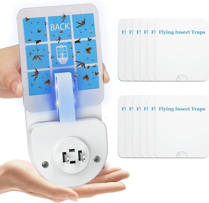 Indoor Fly Trap Plug-in Insect Traps 2 Devices with 6 Refills Fruit Fly Traps for Indoors Gnat Killer for House Flies, Flying Bugs, Moths, Mosquitoes (12 Refills)
