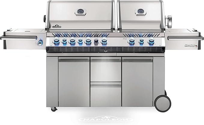 Napoleon PRO825RSBINSS-3 Prestige PRO 825 RSBI Natural Gas Grill, sq.in. + Infrared Rear & Bottom Range Burner, Stainless Steel