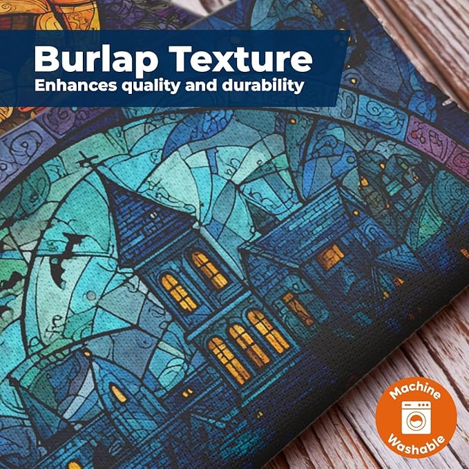 Halloween Garden Flag 12x18 – Double Sided Burlap Flag with Pumpkin & Stained Glass Design –Fall Outdoor Yard Decor for Halloween