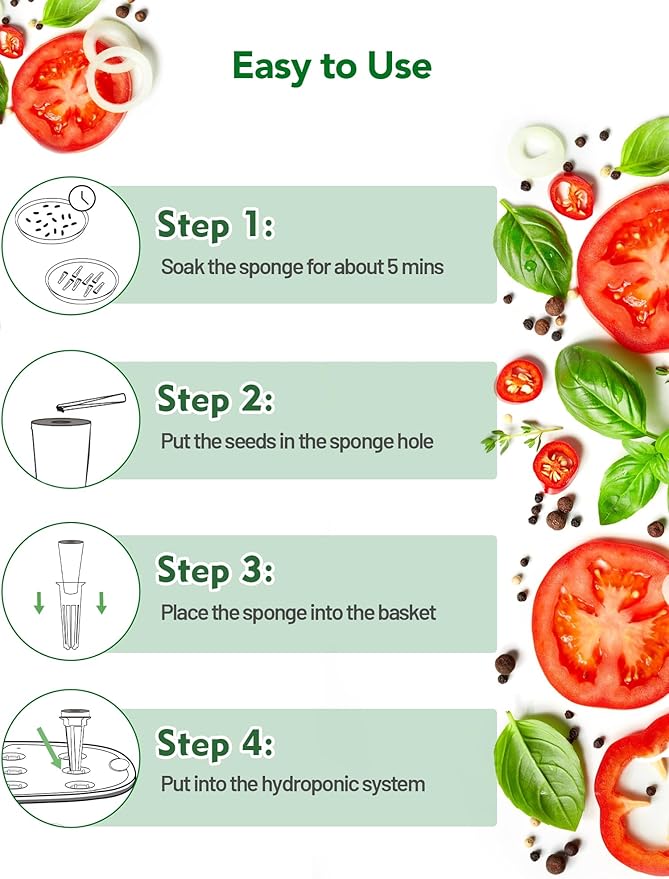 Growell Grow Sponges 120 Pack, Seed Pods Replacement Compatible with Aerogarden and Others, Hydroponic Sponges for Indoor Growing Systems