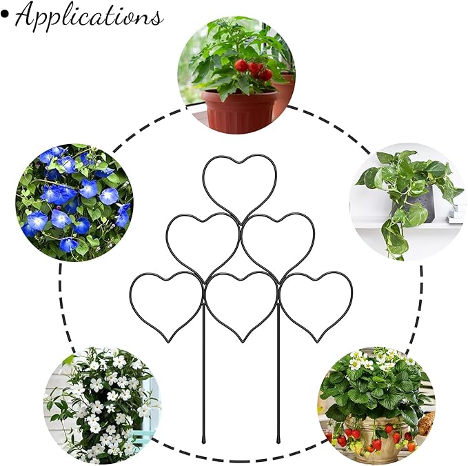 Indoor Plant Trellis for Climbing Plants, Stackable Garden Trellis for Potted Plants, Small House Plant Trellis for Vine Ivy Flower Plant Support Outdoor DIY Metal Trellis 3 Pack, Black