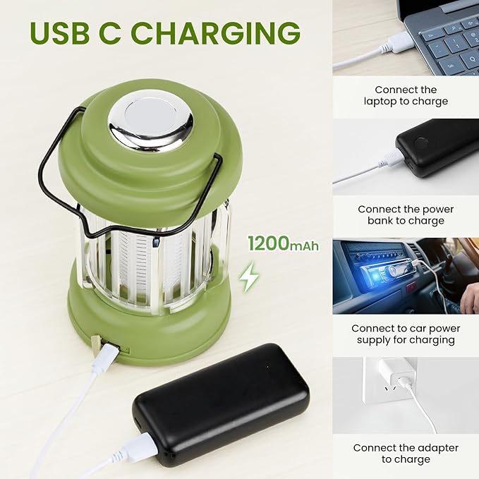 LiBa Portable Outdoor Bug Zapper, Electric Mosquito Killer Lamp for Camping, Patio, Garden, Kitchen - Rechargeable, Waterproof, Lighting and Mosquito Killer 2 in 1