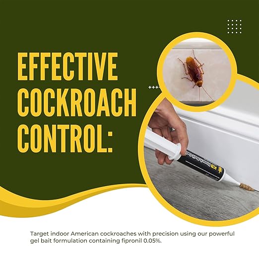 Roach Killer Indoor Infestation for Home(4 PCS) - German Cockroach Killer with 99% Efficacy (97% USA) - Cockroach Gel Bait Syringes - Fipronil 0.05% - Get Fast Results