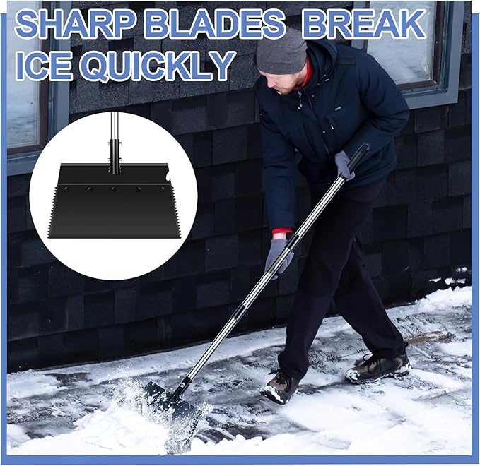 Ice Scraper, 62 Inch Flat Shovel with Adjustable Handle, Snow Shovel, Floor Scraper, Garden Cleaning Scraper, Ice Chopper, Multifunctional Weed Remover Tool for Walkway Driveway