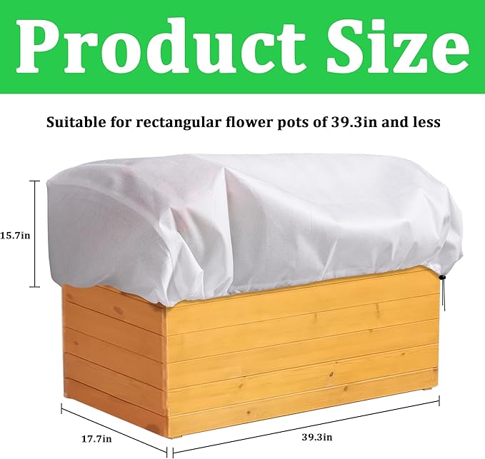 DECOHS 3 Pcs Rectangular Winter Plant Freeze Protection Cover- 39.3" x 17.7" x 15.7" Balcony Plant Box Cover- Planter Frost Covers Bags Wraps Blanket for Winter Balcony Plant Flower Boxes