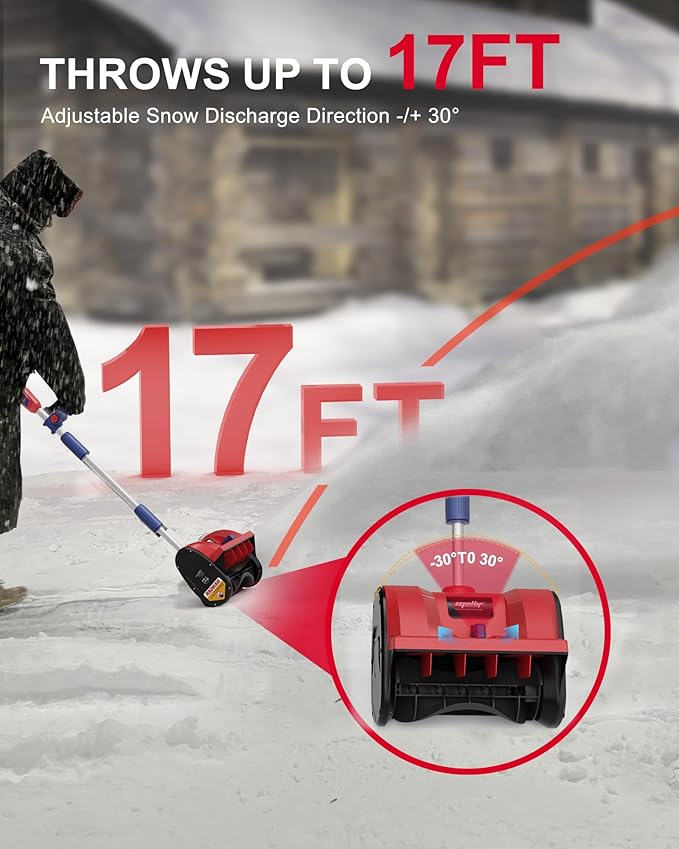 Cordless Snow Shovel Compatible with Milwaukee 18V Battery, 12” Brushless Snow Blower Electric Snow Thrower, Adjustable Front Handle & Deflector (w/ 4.0 Ah Battery & 4.0 Quick Charger)