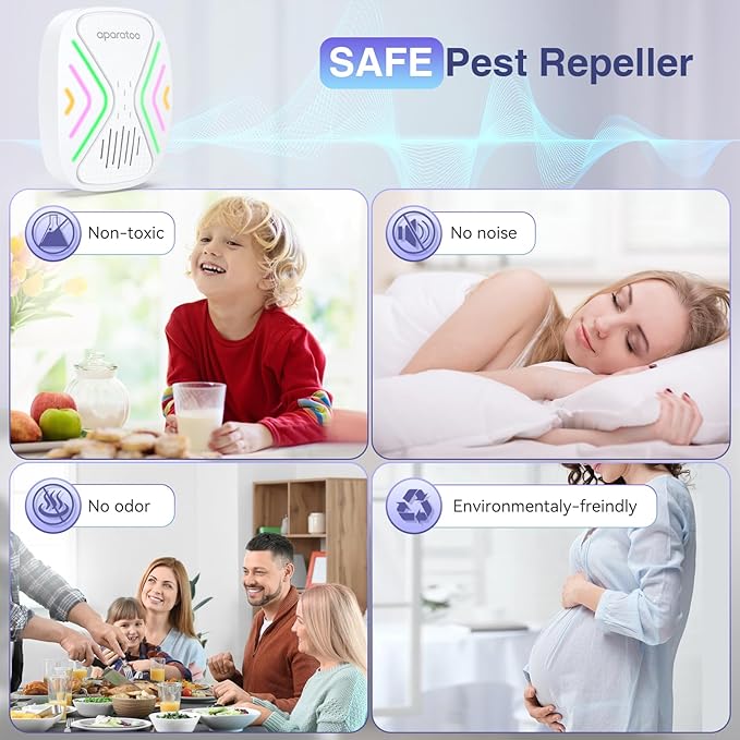 Indoor Bug Zapper, Insect Repellent Plug-in Electronic Pest Repellent, Mouse Deterrent Pest Repeller for Rodents, Cockroach, Mosquito, Spider, Bugs, 4 Packs, white03, ssd-01