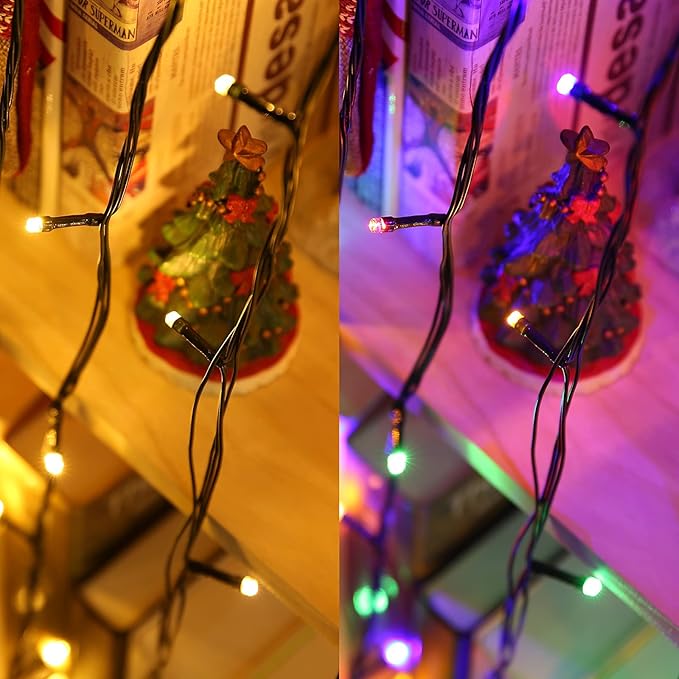 Joomer Color Changing Christmas Lights, 2 Pack Total 144FT 400 LED 12 Modes Solar String Lights Waterproof Twinkle Fairy Lights for Garden Yard Patio Christmas Decoration (Warm White to Multicolor)